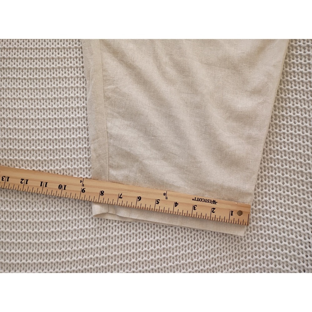 NWT ELOQUI Linen Blend Paperbag Waist Cropped Pants Beige Fits L/XL $XXX Coastal - Picture 8 of 14